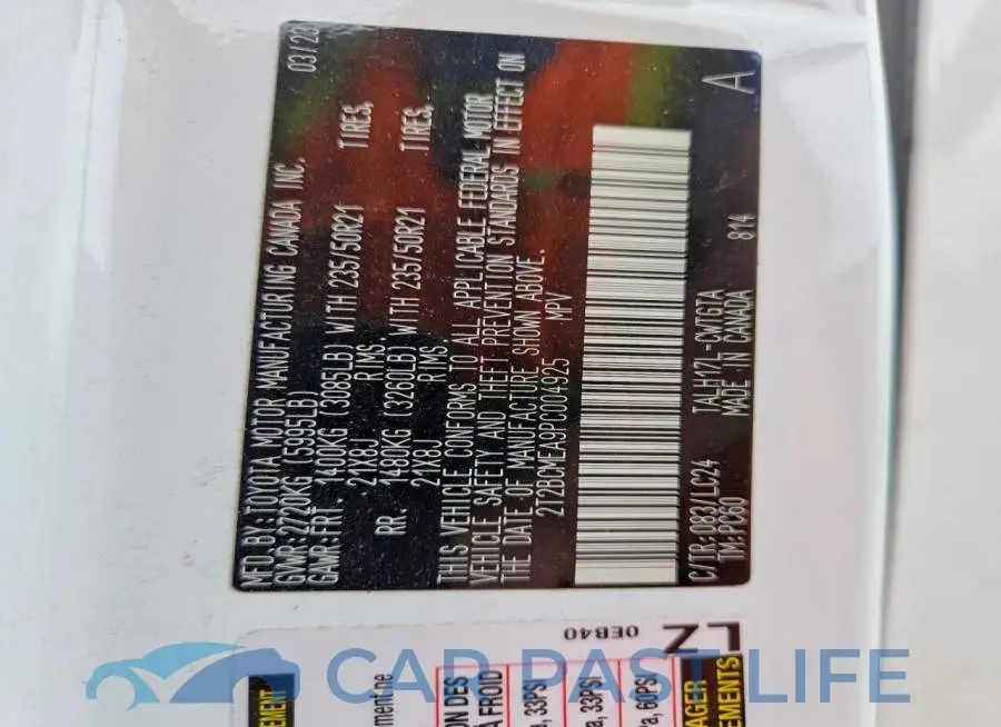 2T2BCMEA9PC004925# 13