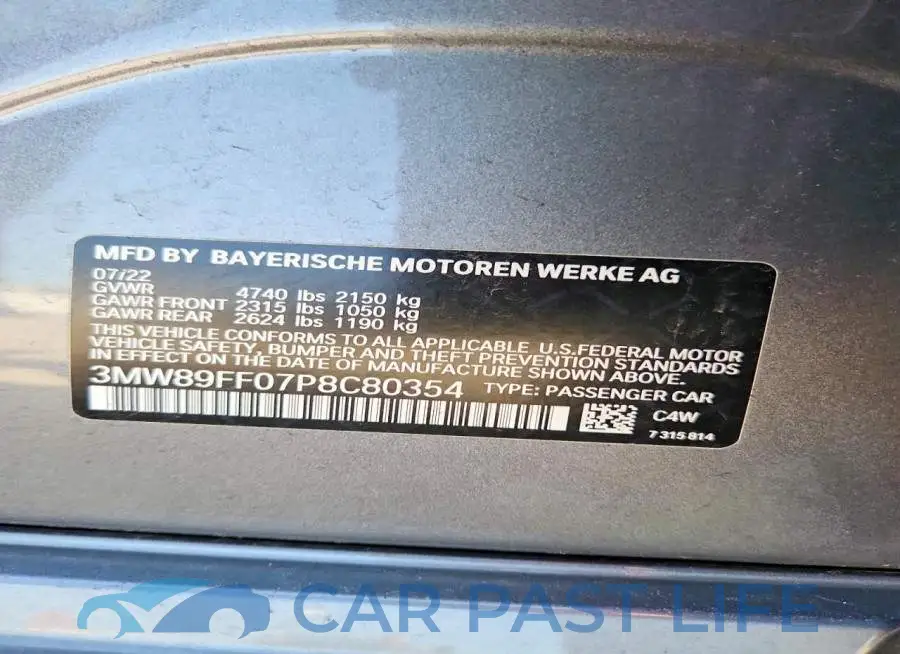 3MW89FF07P8C80354# 12
