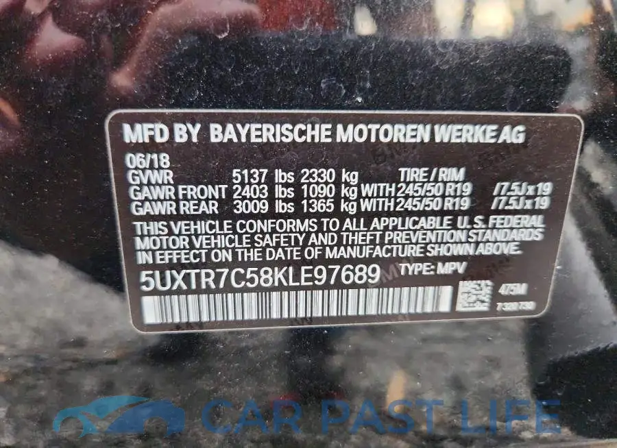 5UXTR7C58KLE97689# 13