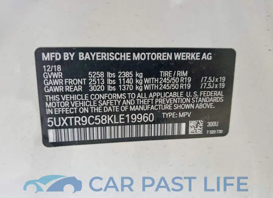 5UXTR9C58KLE19960# 13