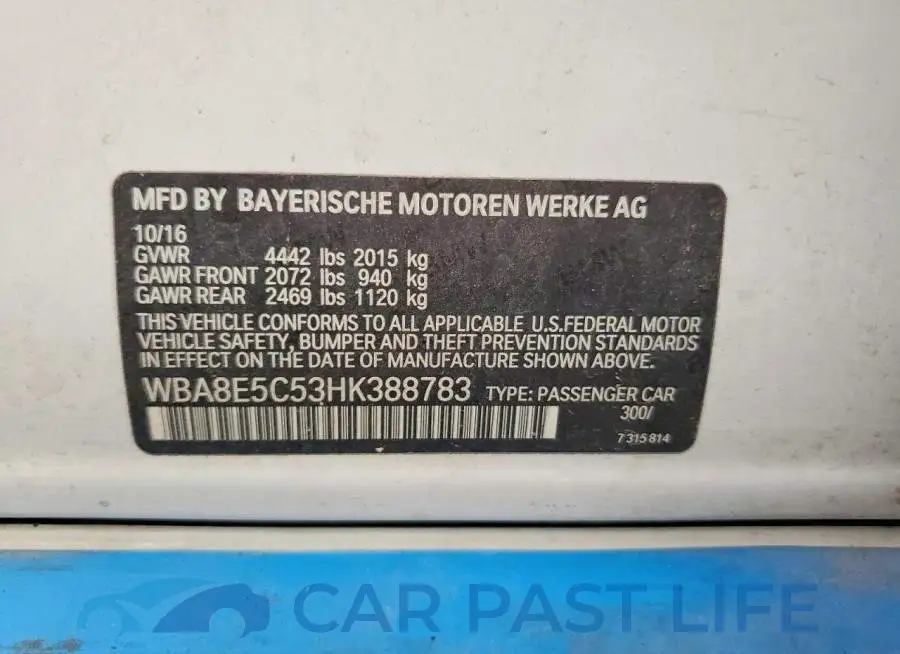 WBA8E5C53HK388783# 12