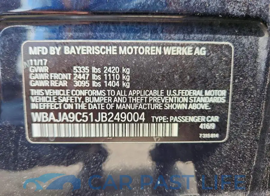 WBAJA9C51JB249004# 12