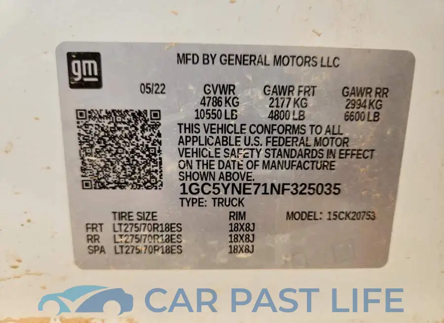 1GC5YNE71NF325035# 13