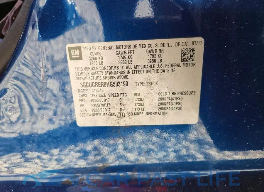 3GCUCRER8HG503190# 12