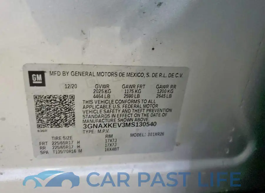3GNAXKEV3MS130540# 13