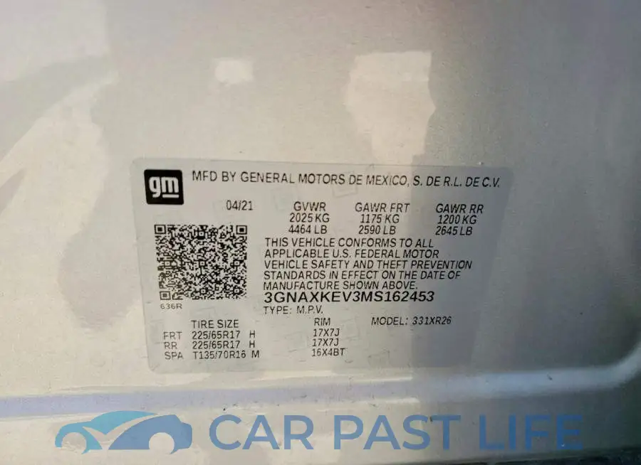 3GNAXKEV3MS162453# 13