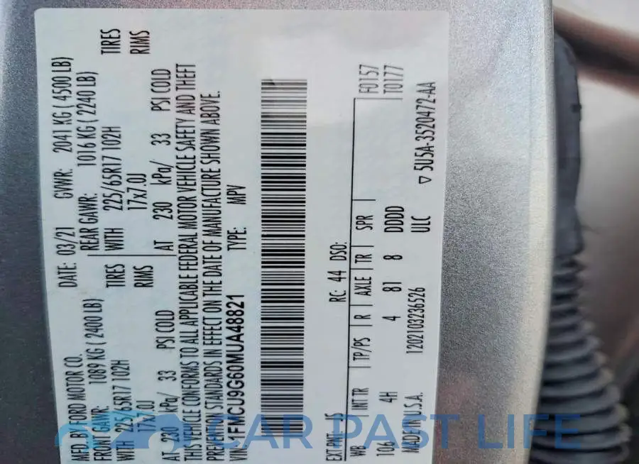 1FMCU9G60MUA48821# 13