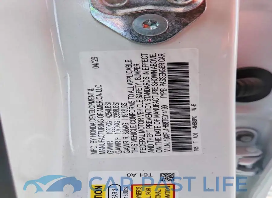 19XFL4H98TE014199# 12