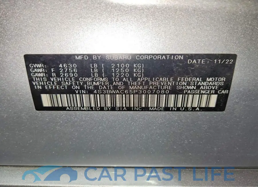4S3BWAC65P3007080# 12