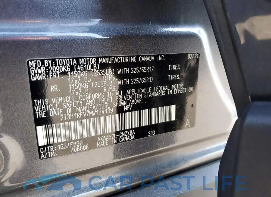 2T3H1RFV7MW134139# 14