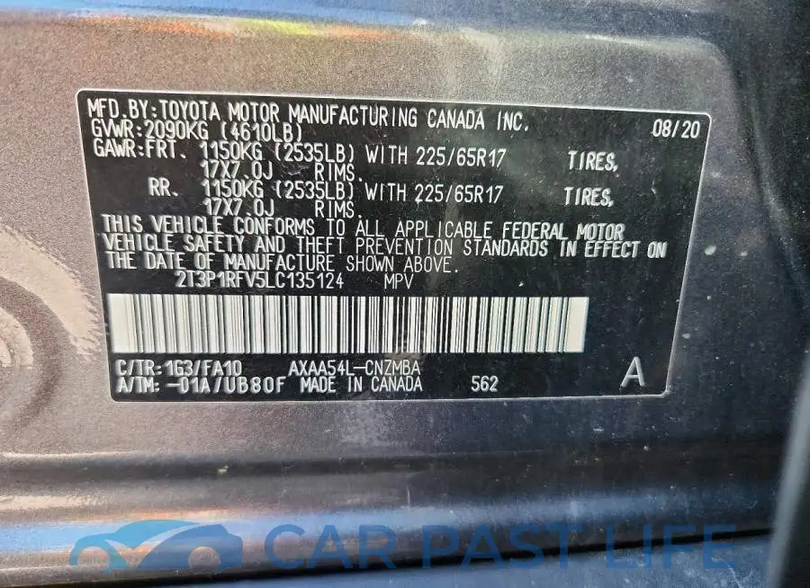 2T3P1RFV5LC135124# 12