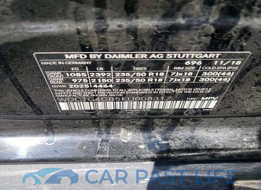 WDCTG4GB5KU008317# 13
