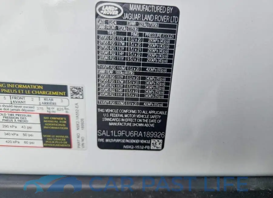 SAL1L9FU6RA189926# 13