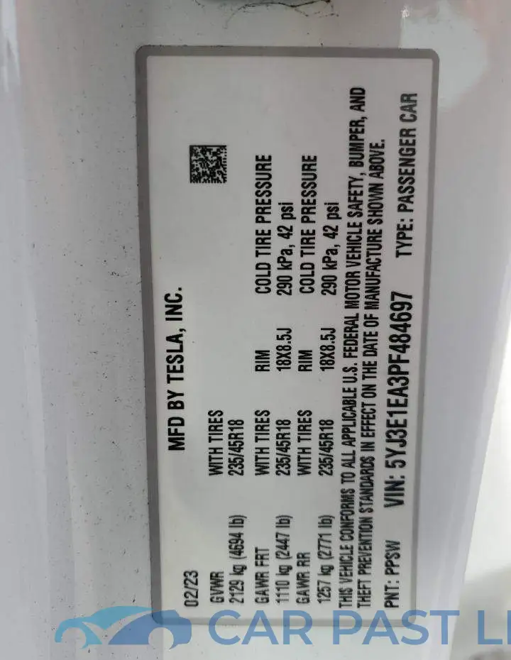 5YJ3E1EA3PF484697# 14