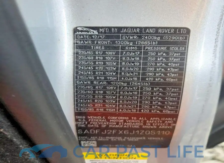 SADFJ2FX6J1Z05110# 12