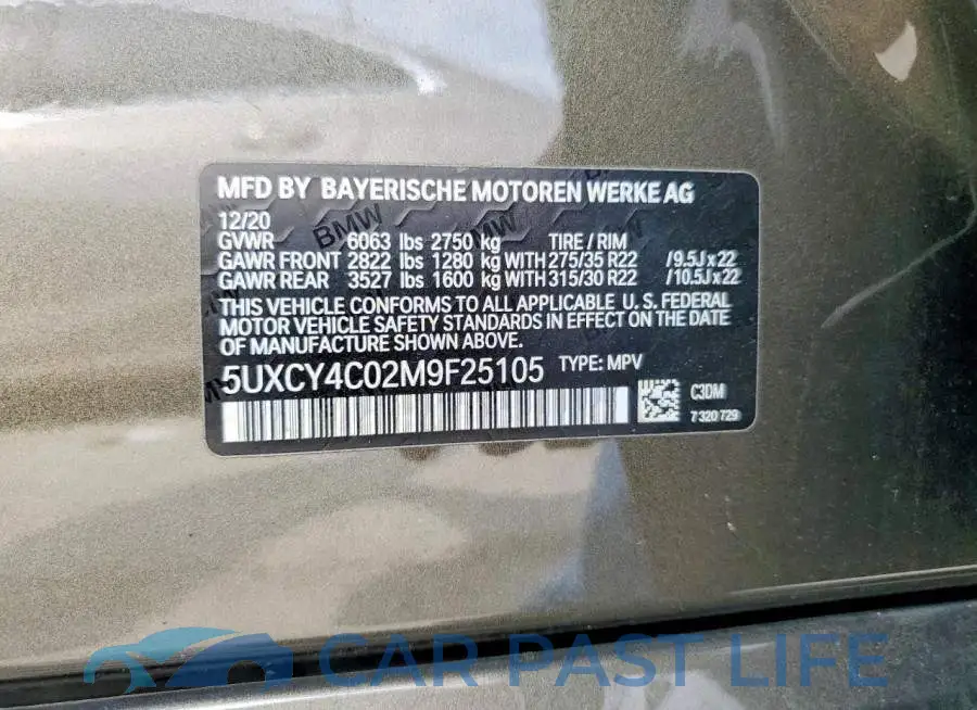 5UXCY4C02M9F25105# 12