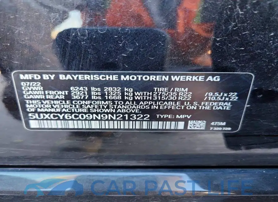 5UXCY6C09N9N21322# 12