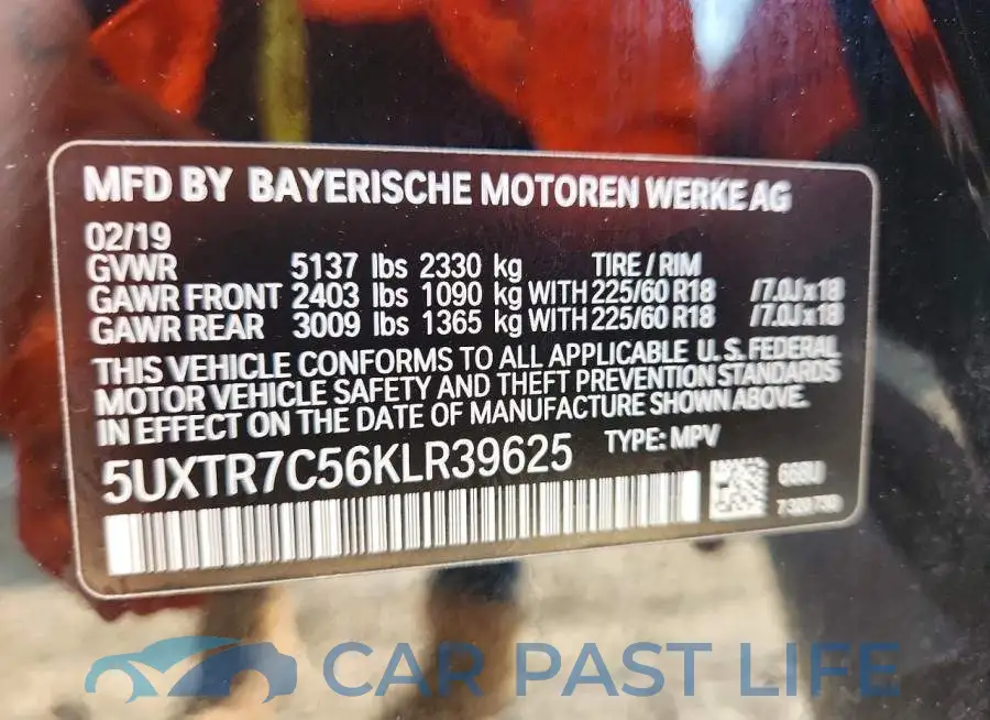 5UXTR7C56KLR39625# 13