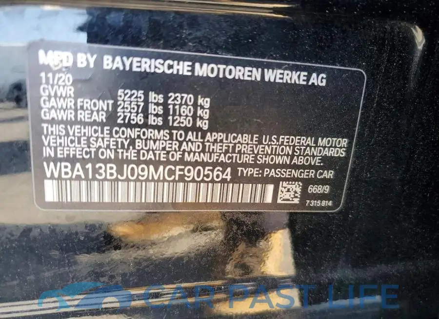 WBA13BJ09MCF90564# 12