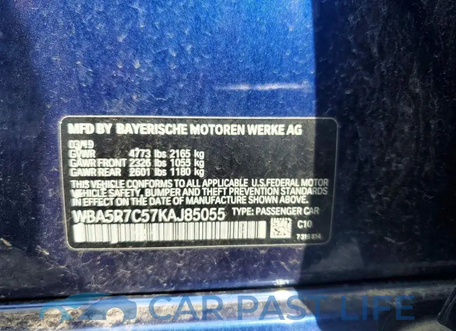 WBA5R7C57KAJ85055# 12