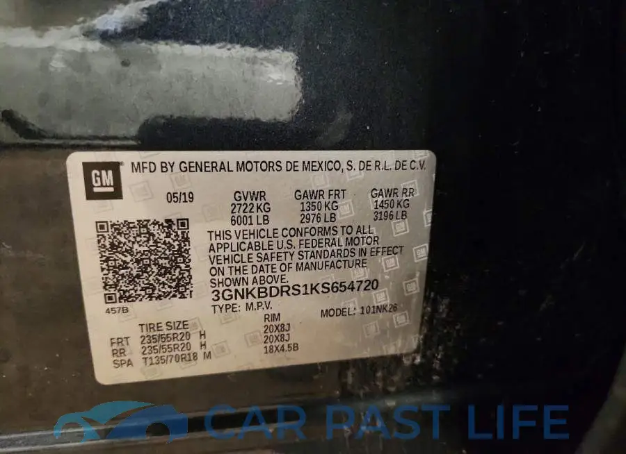3GNKBDRS1KS654720# 13