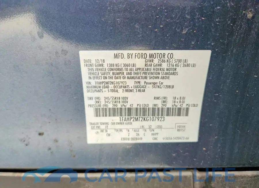 1FAHP2MT2KG107923# 12