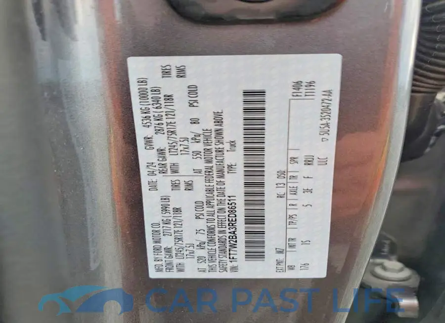 1FT7W2BA3RED86511# 12