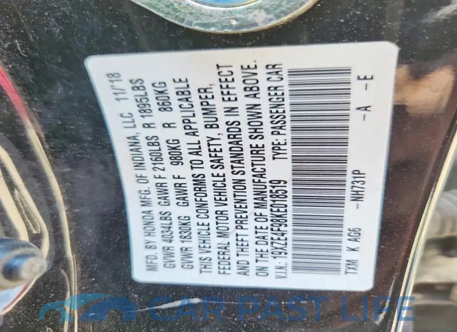 19XZE4F98KE018519# 12