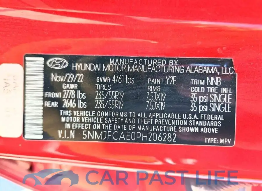 5NMJFCAE0PH206282# 13