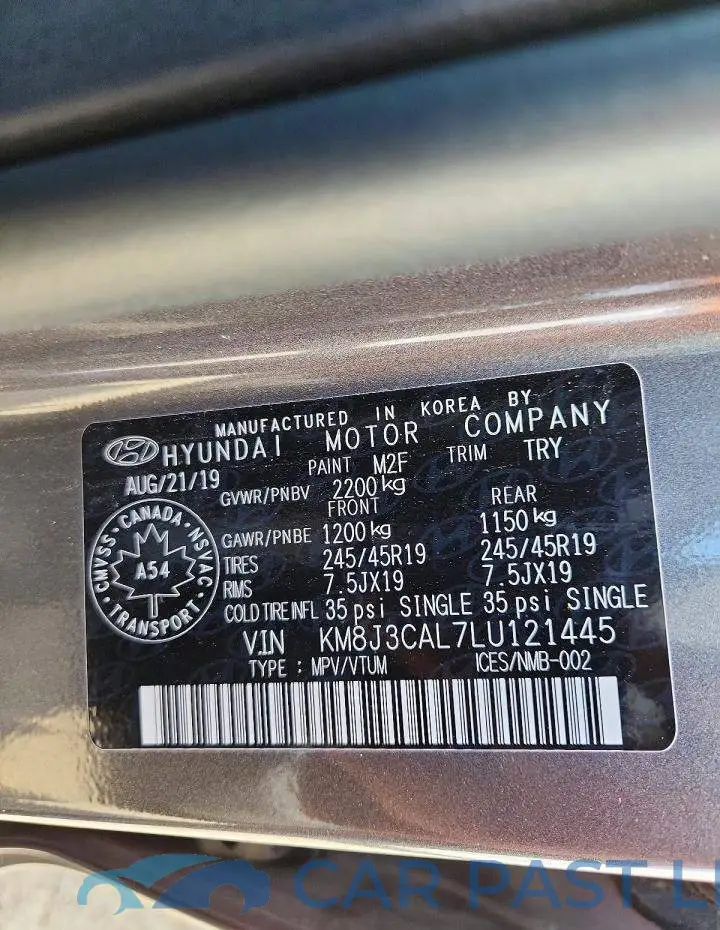 KM8J3CAL7LU121445# 13