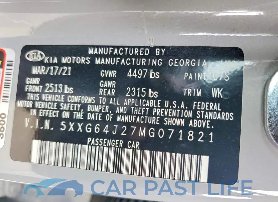 5XXG64J27MG071821# 13