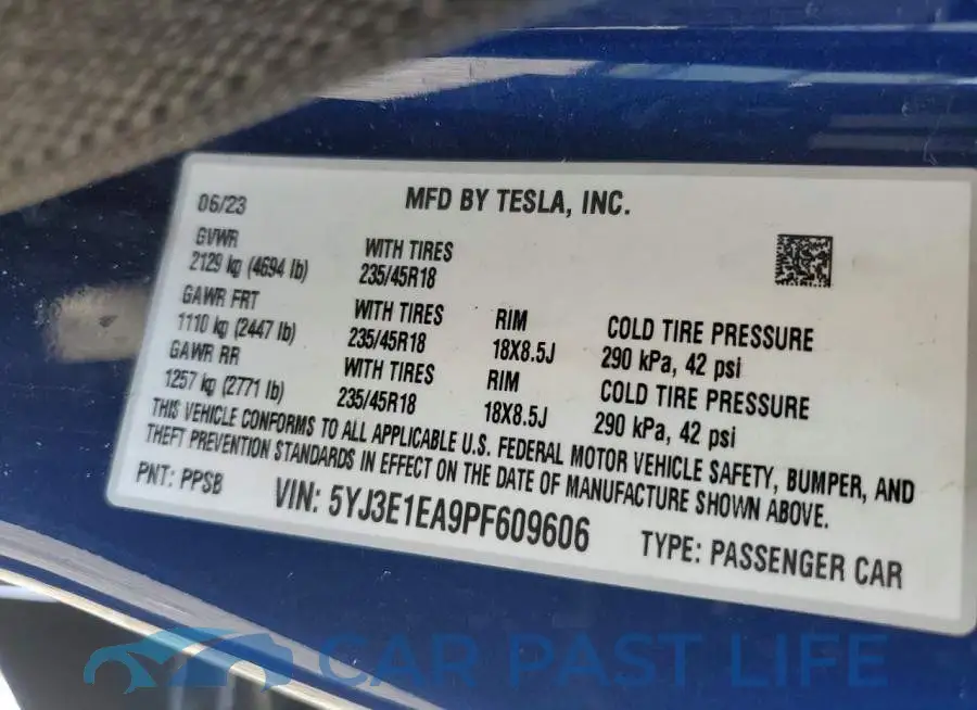 5YJ3E1EA9PF609606# 12