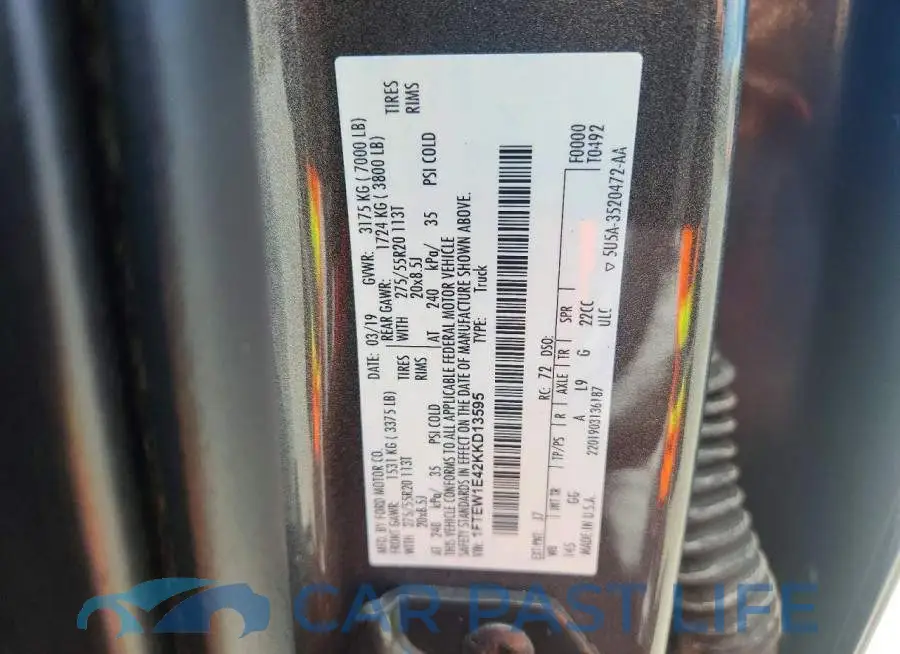 1FTEW1E42KKD13595# 13