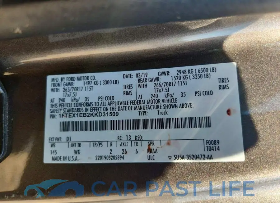 1FTEX1EB2KKD31509# 12