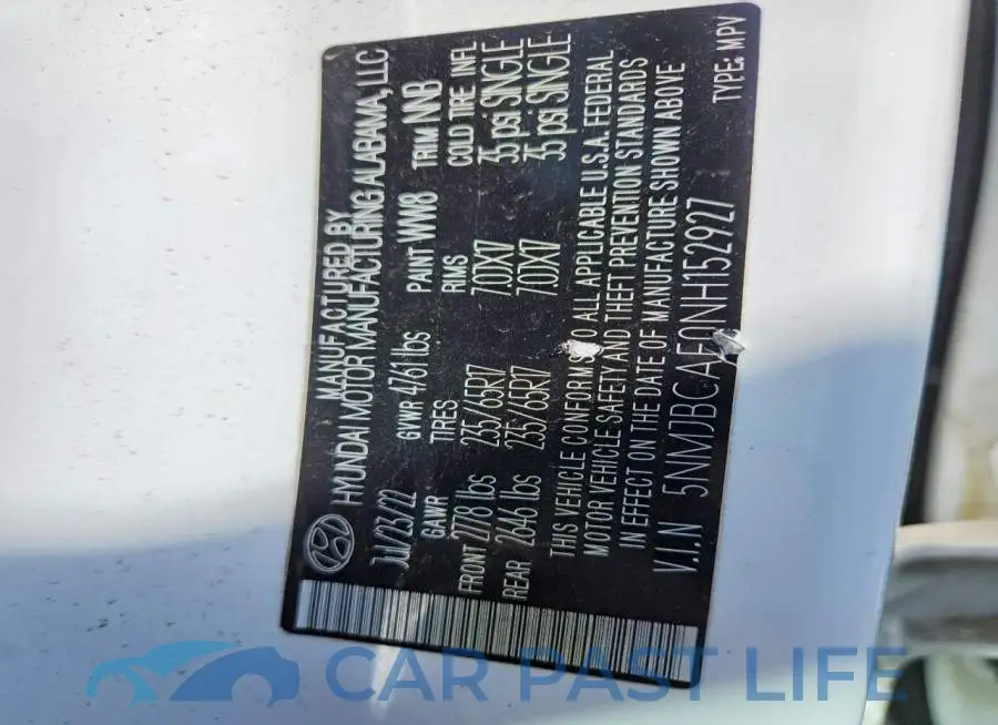 5NMJBCAE0NH152927# 14