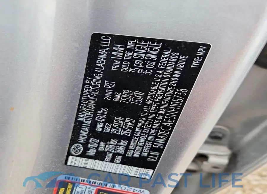 5NMJECAE5NH105738# 12