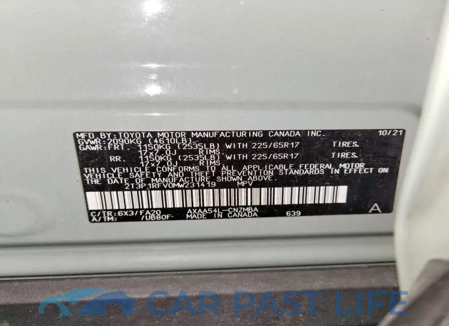 2T3P1RFV0MW231419# 14
