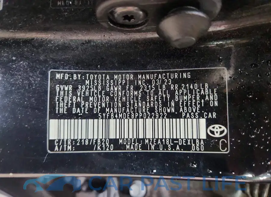 5YFB4MDE8PP022922# 12
