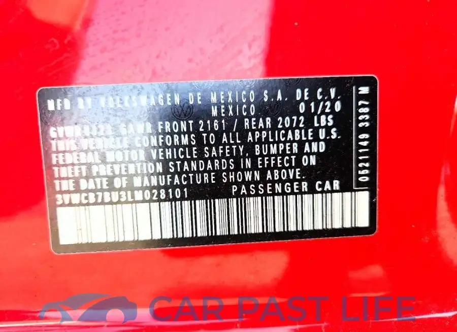 3VWCB7BU3LM028101# 12