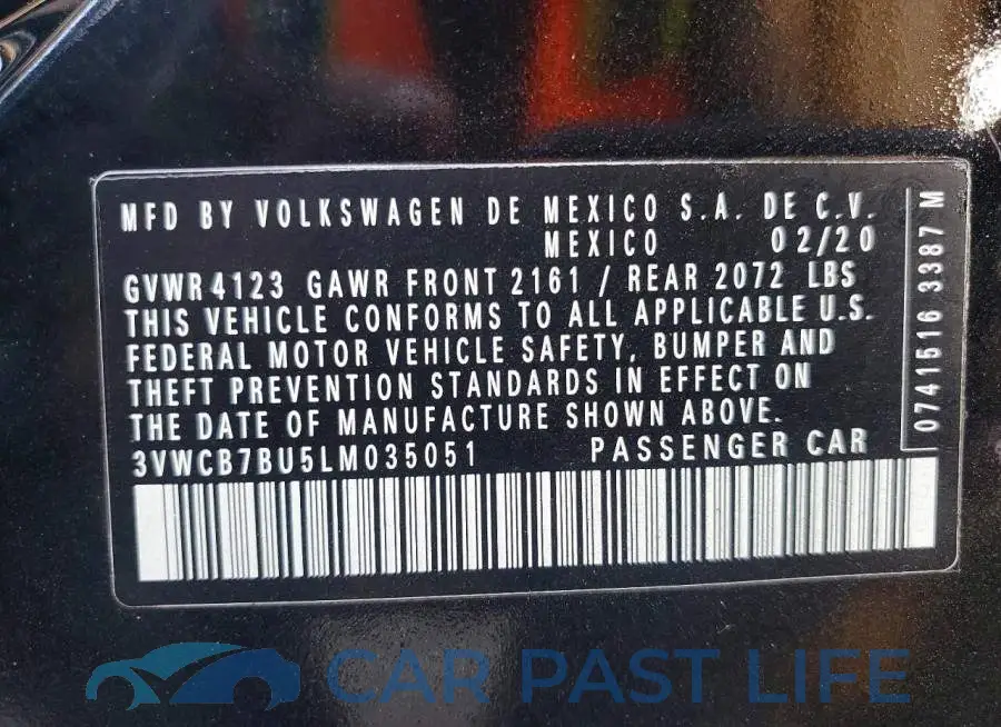 3VWCB7BU5LM035051# 12