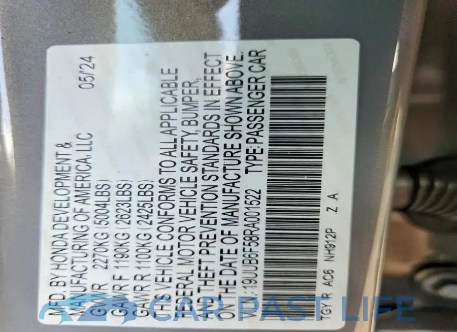 19UUB6F58RA001522# 12
