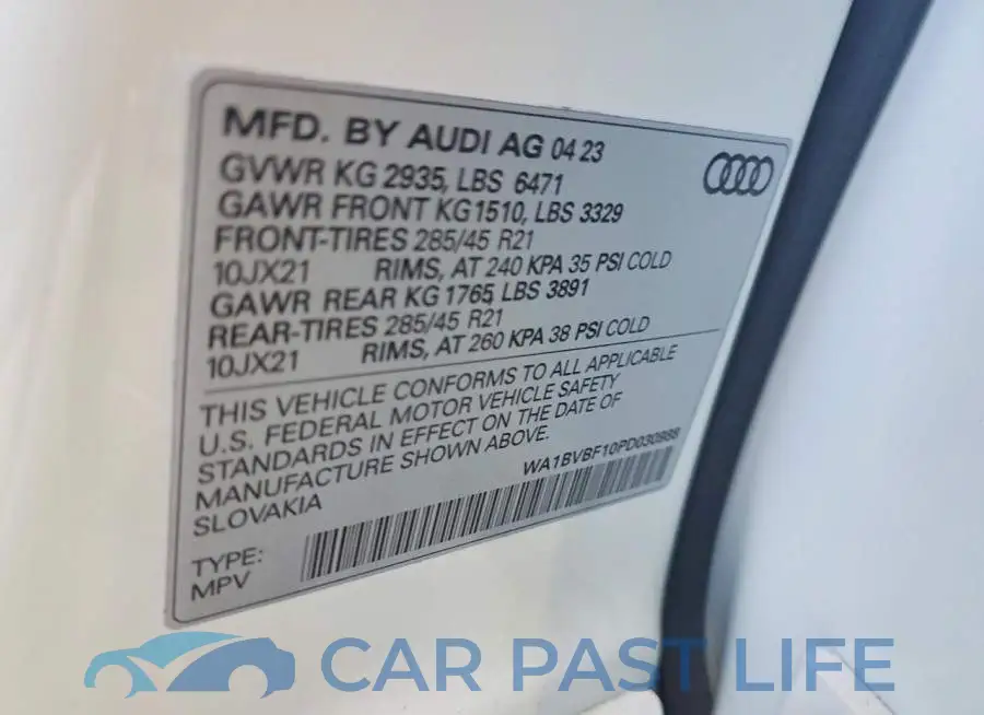 WA1BVBF10PD030988# 12