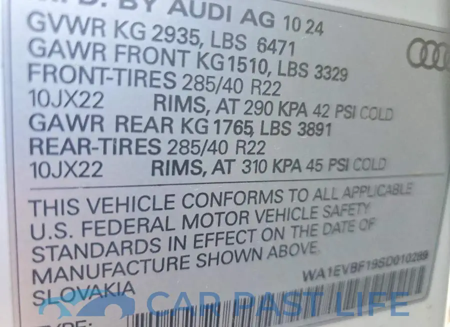 WA1EVBF19SD010289# 13
