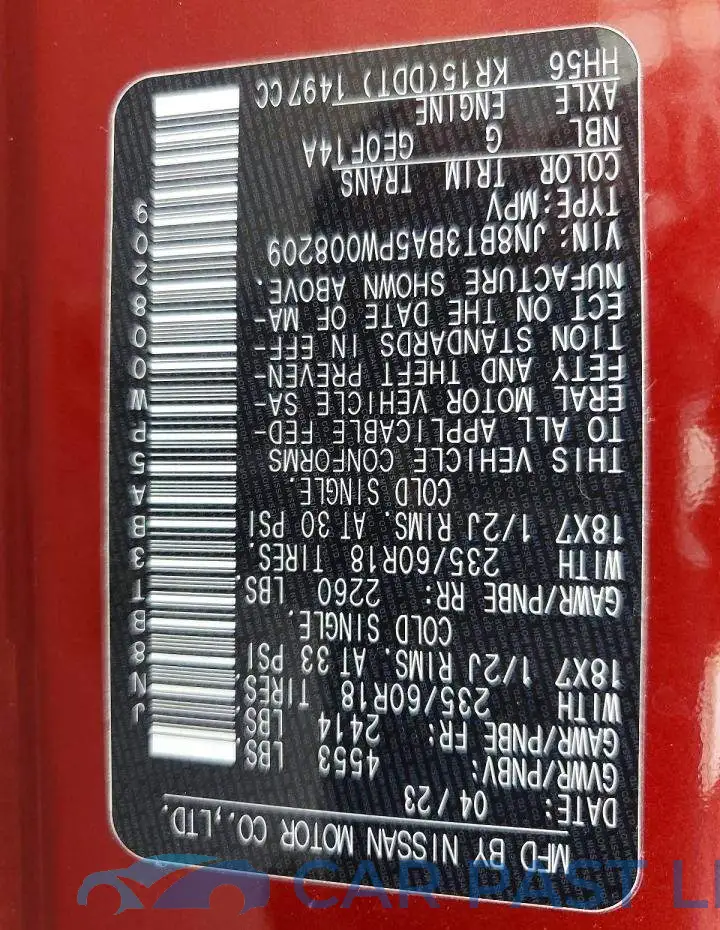JN8BT3BA5PW008209# 14
