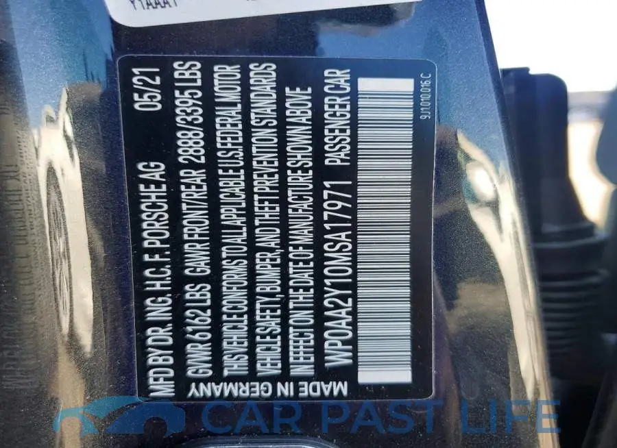 WP0AA2Y10MSA17971# 12