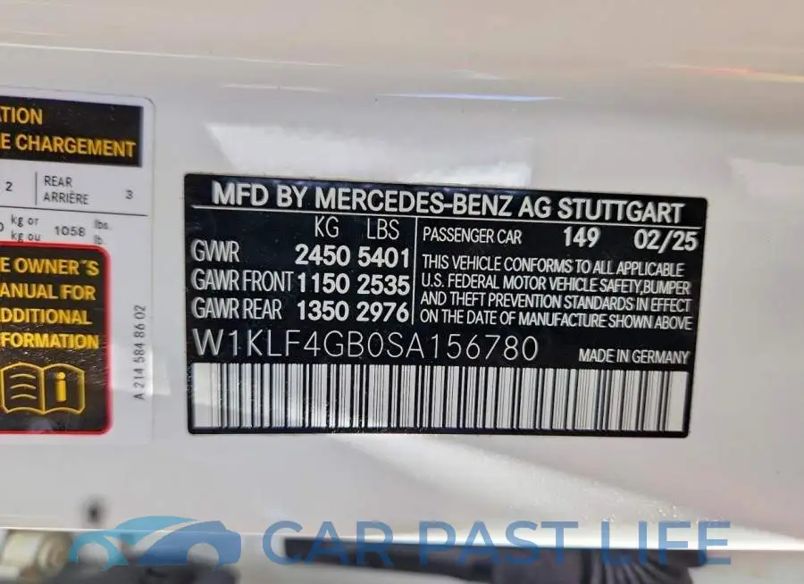 W1KLF4GB0SA156780# 12