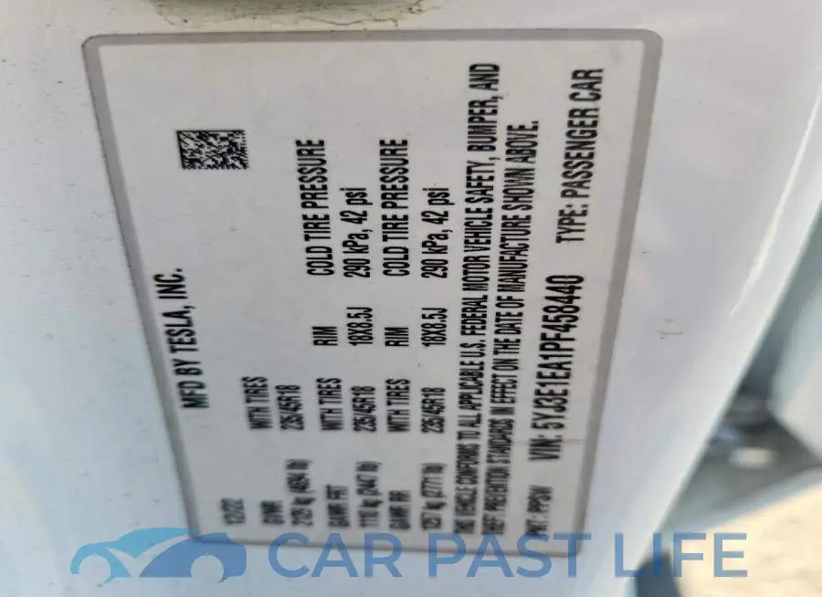 5YJ3E1EA1PF458440# 12
