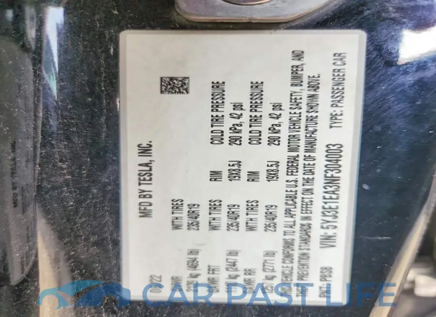 5YJ3E1EA3NF304003# 13