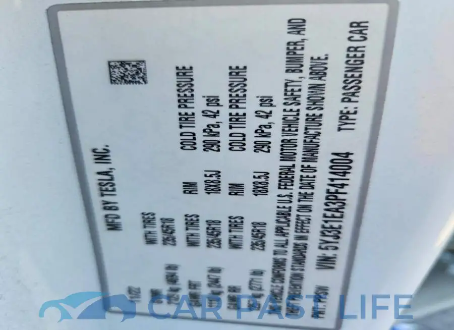 5YJ3E1EA3PF414004# 13
