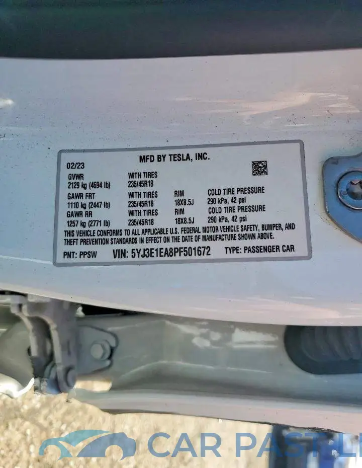 5YJ3E1EA8PF501672# 12